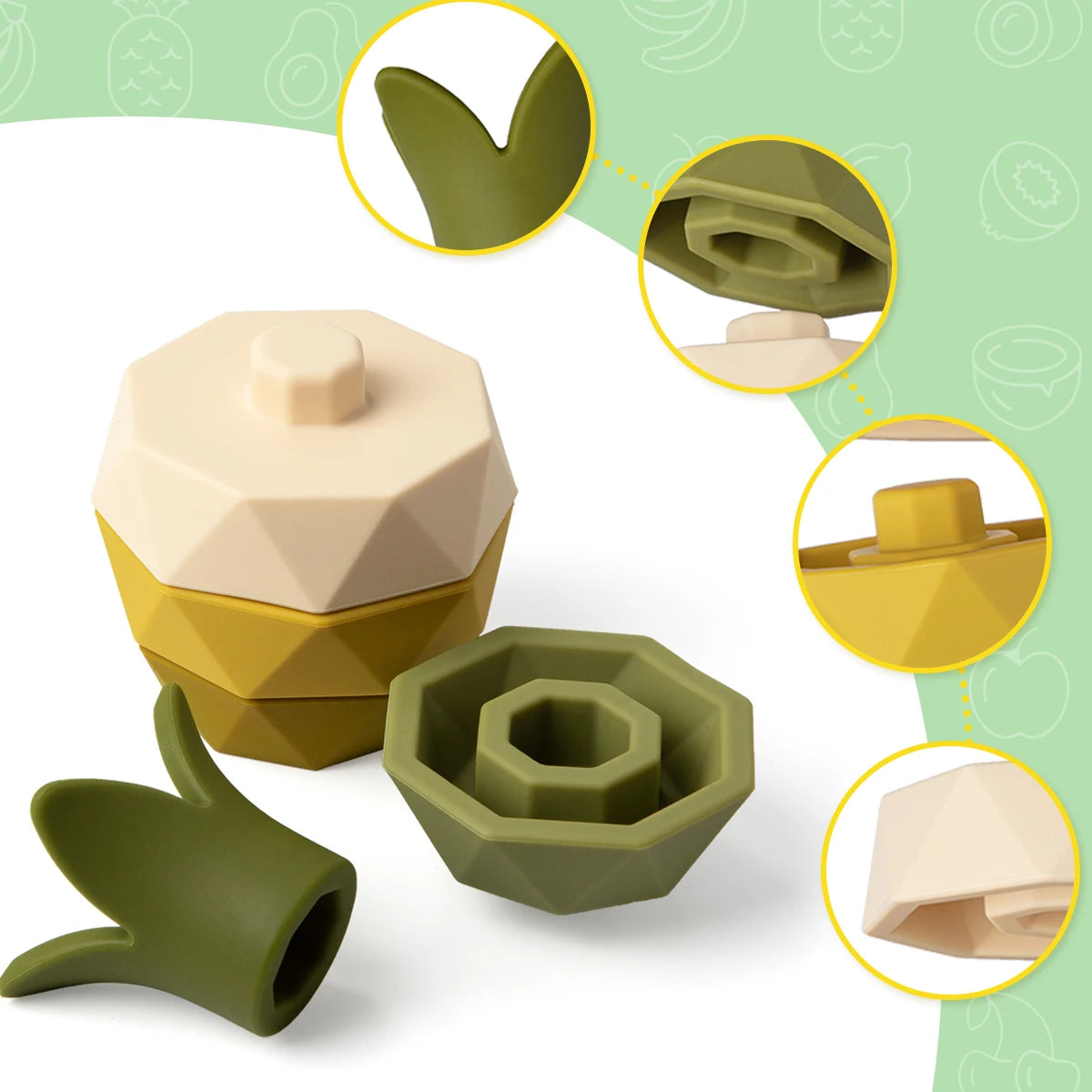 Pastel Fruit Silicone Stacking & Teething Set