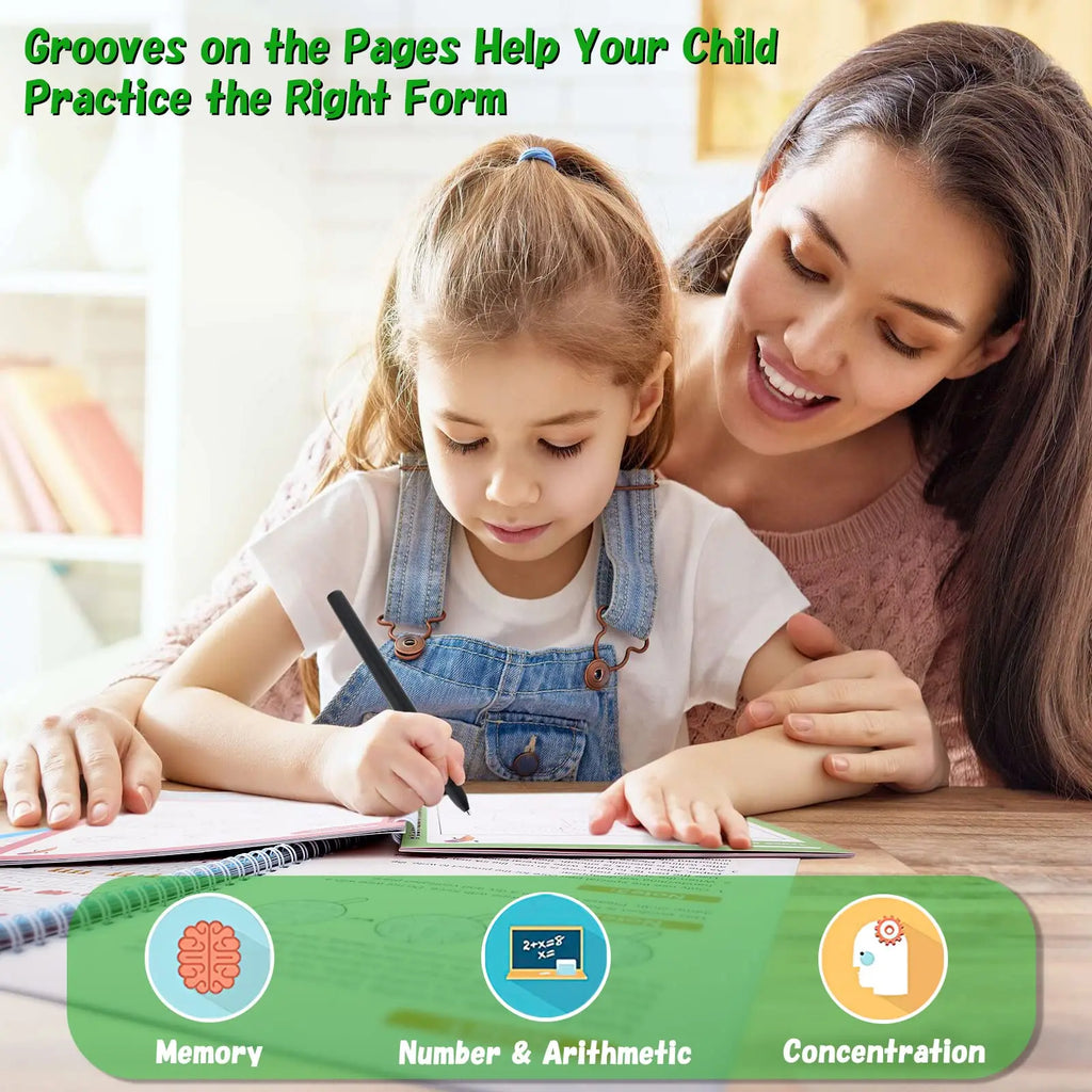 4 Books Magic Groovd Copybook Spanish English French German Calligraphy Practice Book Reusable Handwriting Workbooks for Kids